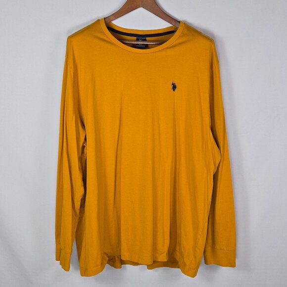 U.S. Polo Assn Long Sleeve T-Shirt 3XL Mustard Yellow Cotton Logo Tee Casual - Picture 1 of 7